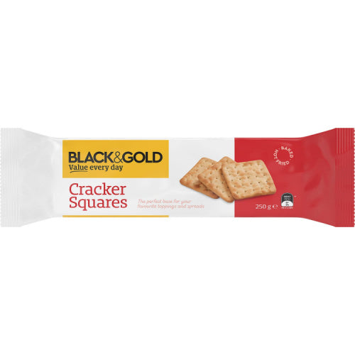 Black & Gold Cracker Squares 250GM